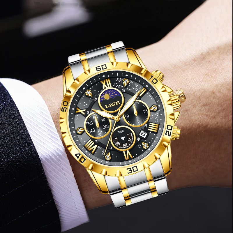 Luxury Quartz Watch Brands - Мужские часы LIGE: люксовые кварцевые, повседневные,